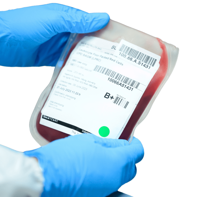 Bolsa de sangre ya etiquetada con rhesus